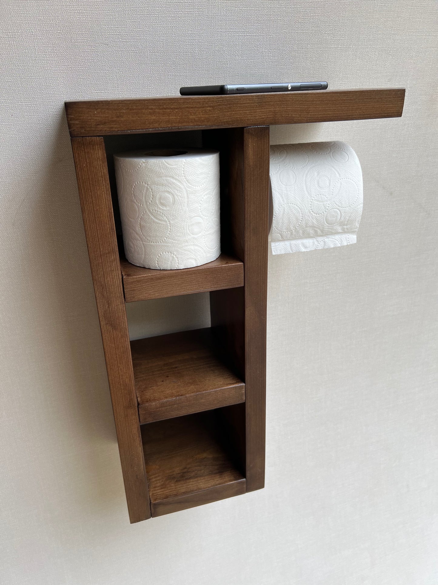 Rustic Wood Toilet Paper Holder Wall Mounted