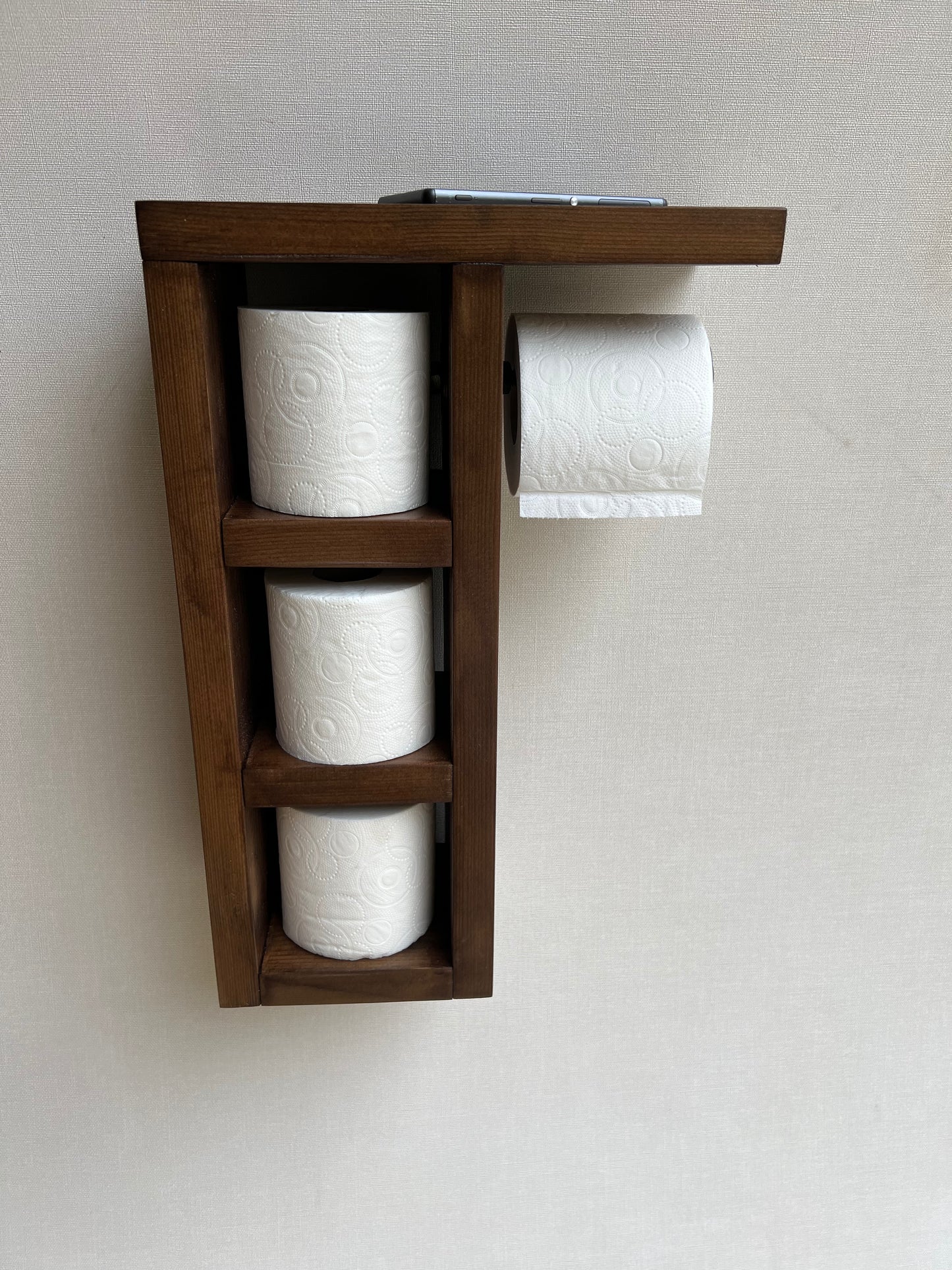 Rustic Wood Toilet Paper Holder Wall Mounted