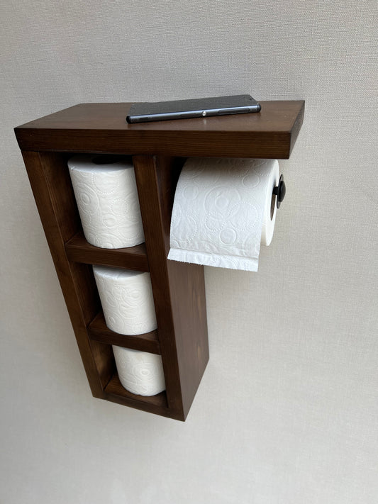 Rustic Wood Toilet Paper Holder Wall Mounted