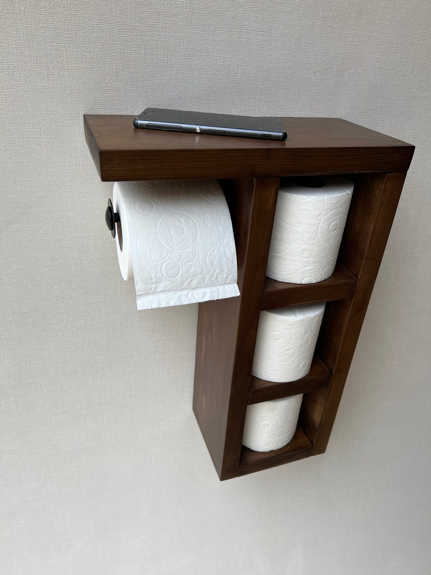 Rustic Wood Toilet Paper Holder Wall Mounted