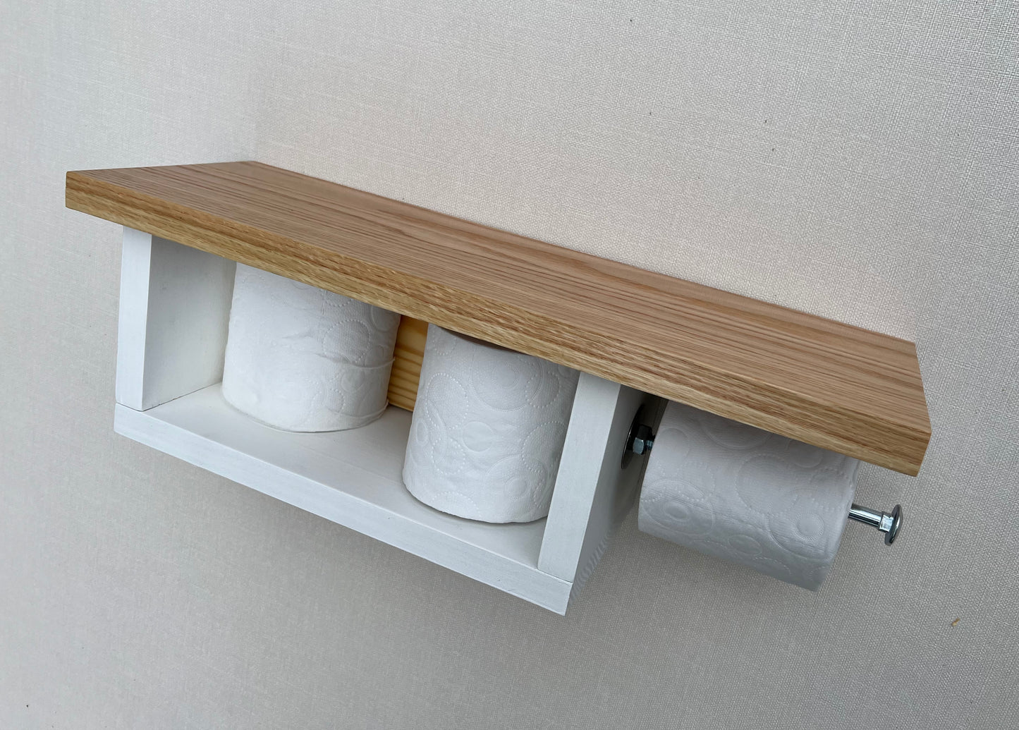 Rustic Wood Toilet Paper Holder Wall Mounted
