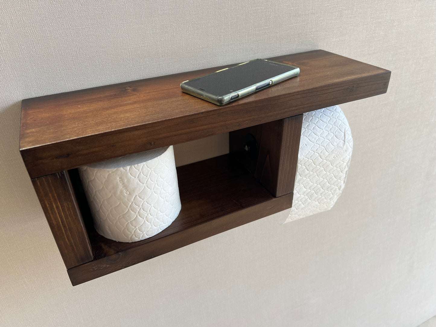 Rustic Wood Toilet Paper Holder Wall Mounted