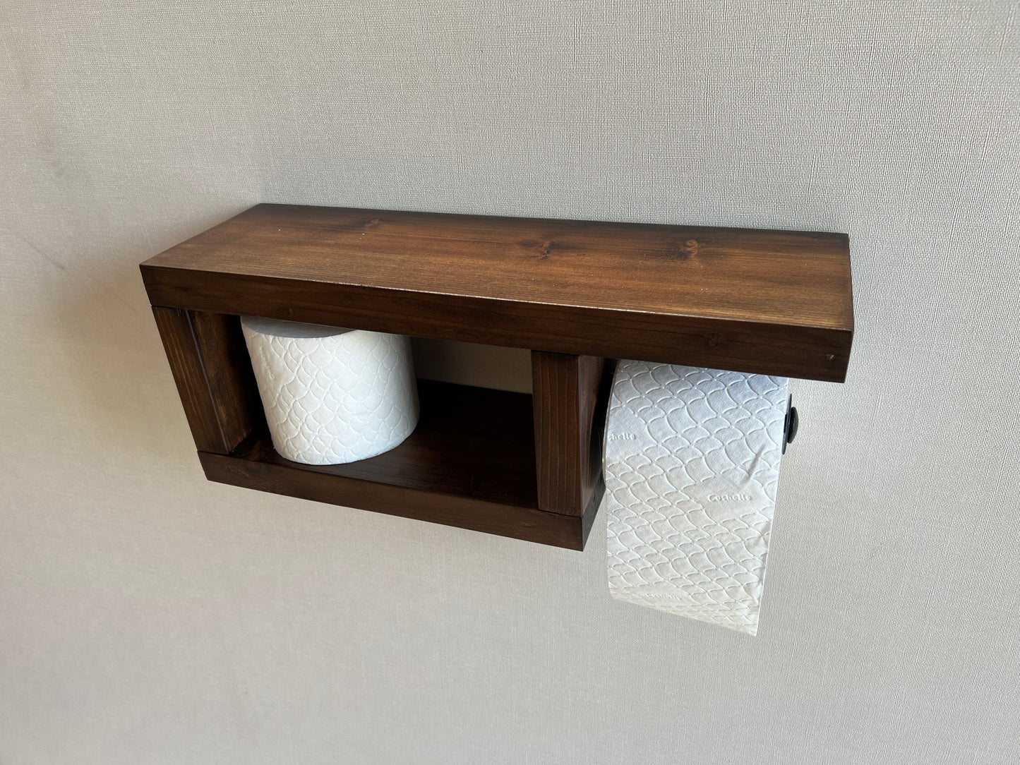 Rustic Wood Toilet Paper Holder Wall Mounted