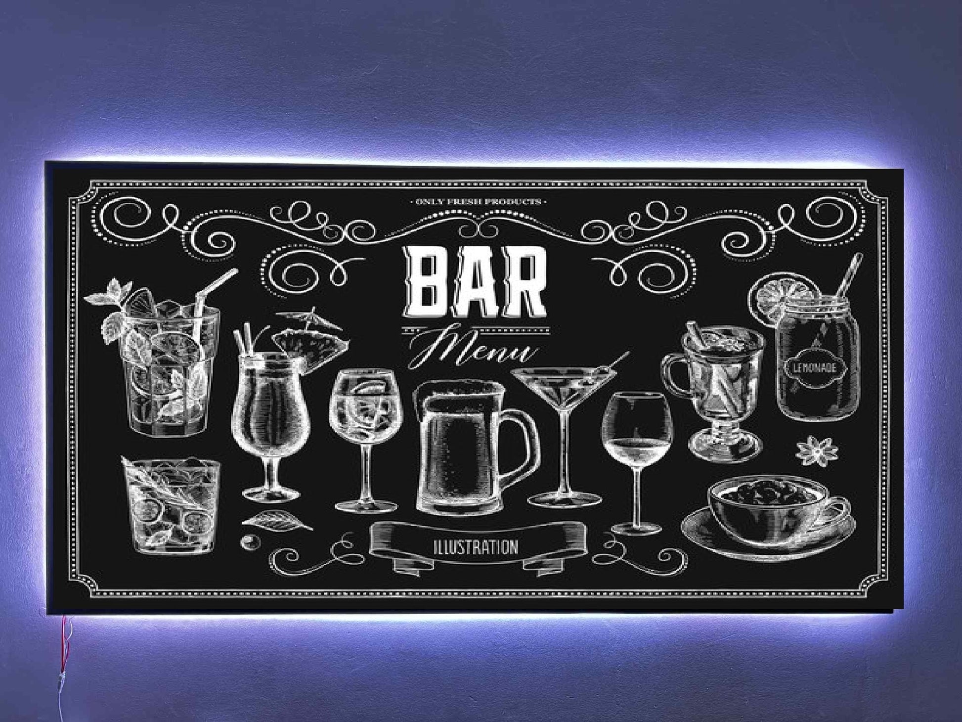 Cafe Bar Pub Promotion Sign Menu LED Chalkboard Wooden Blackboard Music Mode