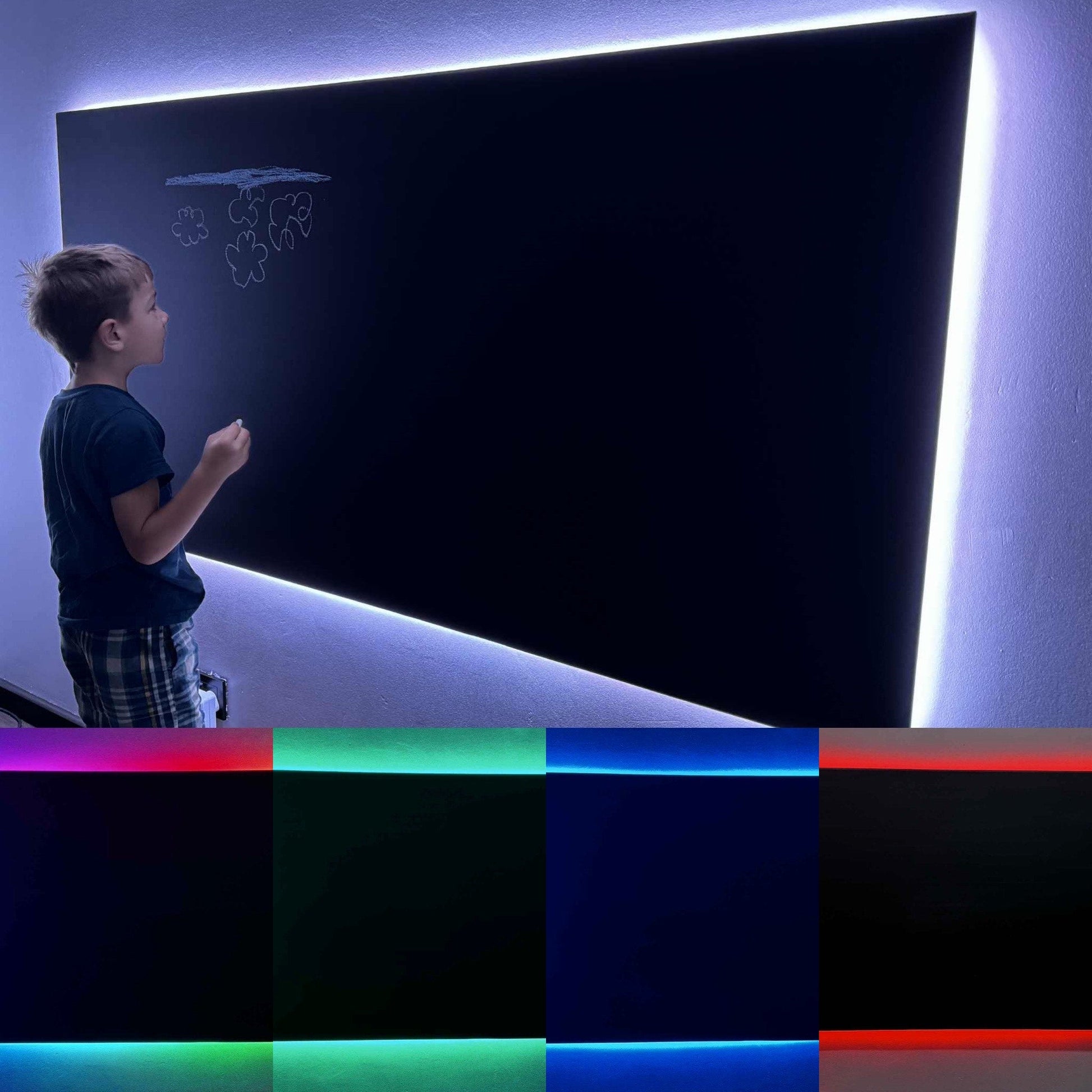 Children's Interactive LED Chalkboard Wooden Blackboard Chalk Board Music Mode Eraser Kids Art Drawing