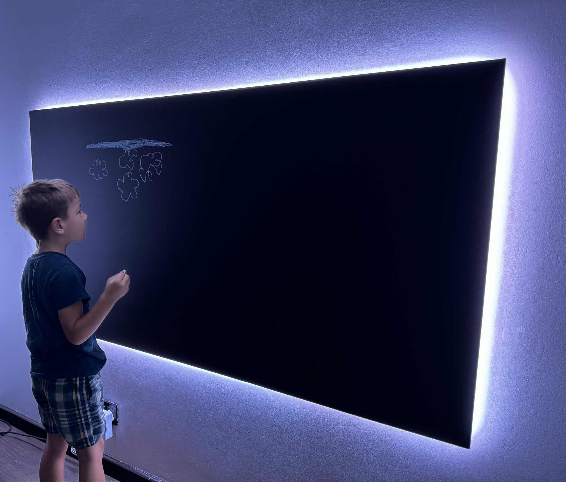Children's Interactive LED Chalkboard Wooden Blackboard Chalk Board Music Mode Eraser Kids Art Drawing