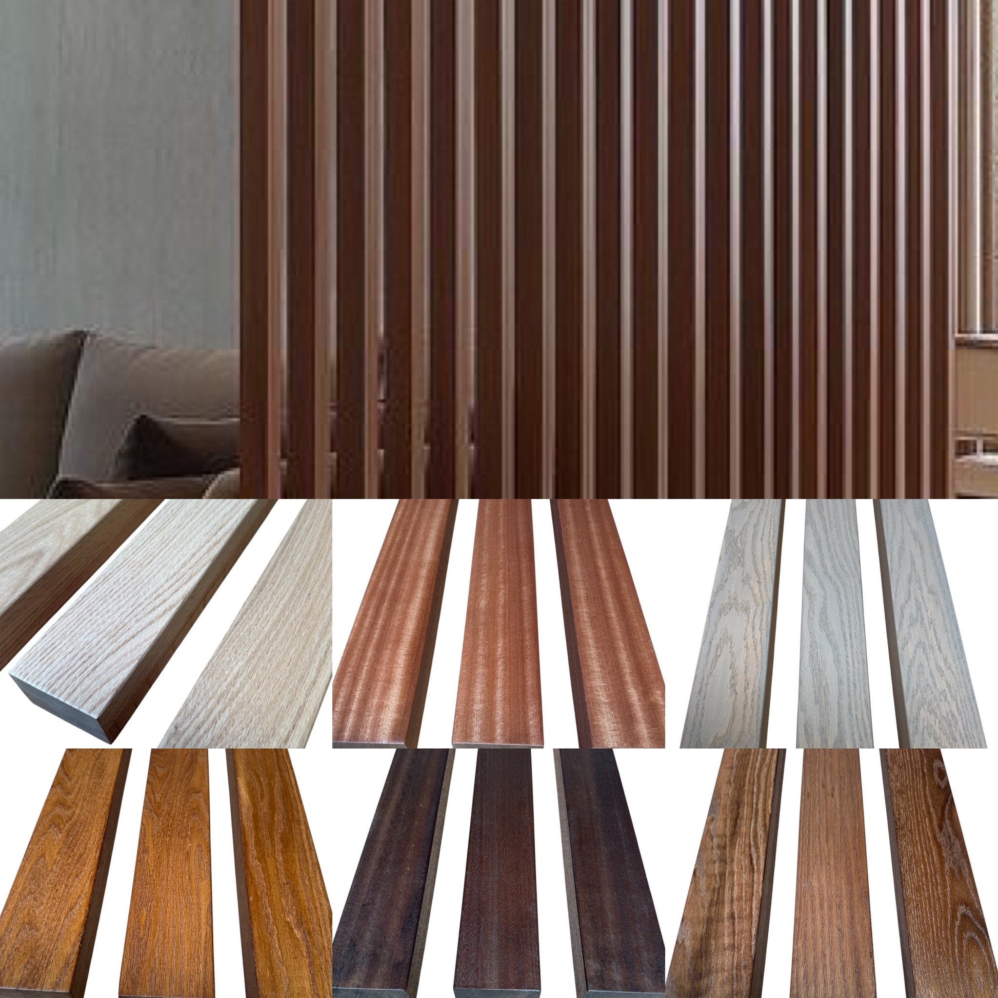 Solid Oak Or Sapele Room Dividers Slatted Fence Panel Posts Oak Floor to Ceiling EXCLUSIVE DESIGN