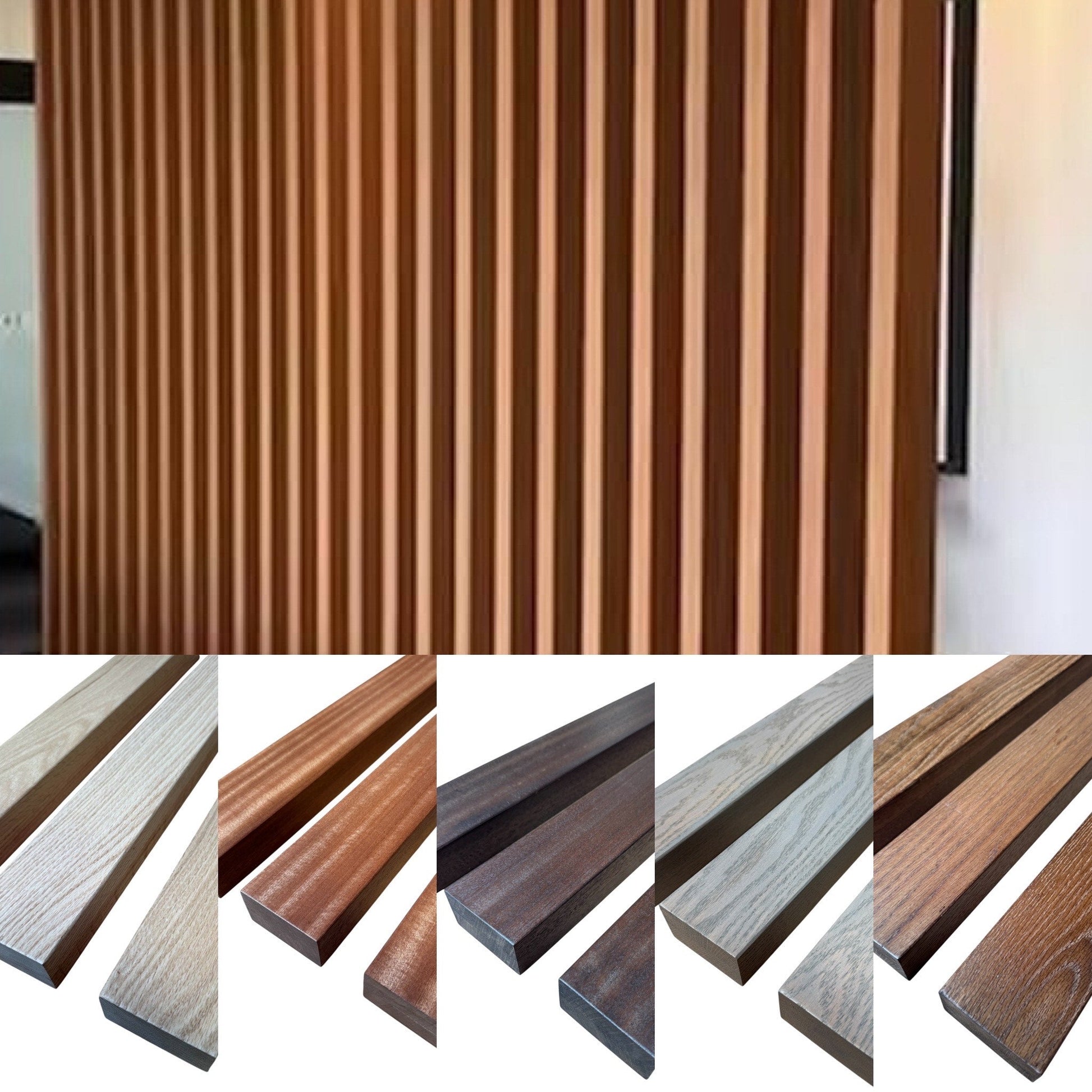 Solid Oak Or Sapele Room Dividers Slatted Fence Panel Posts Oak Floor to Ceiling EXCLUSIVE DESIGN
