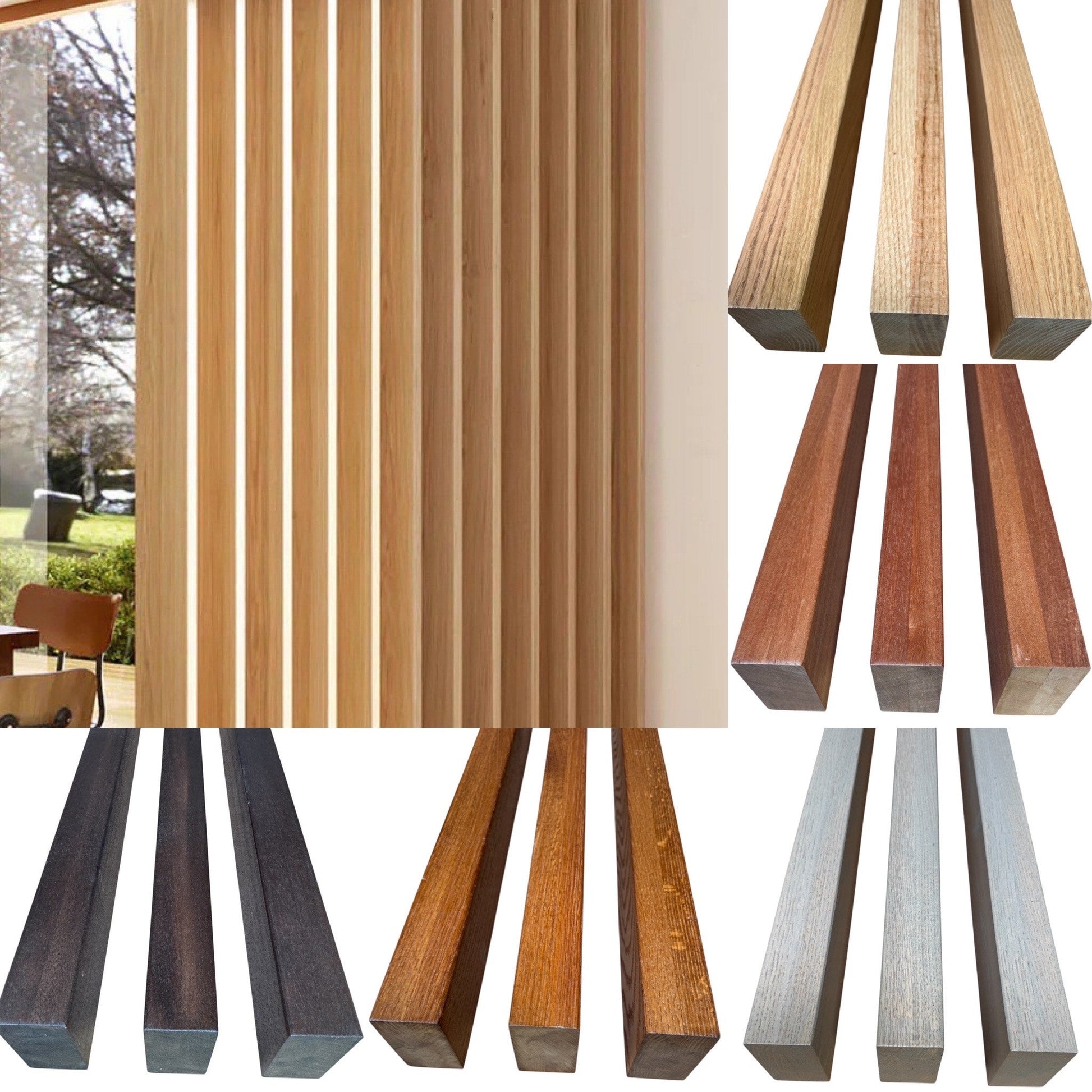 Solid Oak Or Sapele Room Dividers Slatted Fence Panel Posts Oak Floor to Ceiling EXCLUSIVE DESIGN