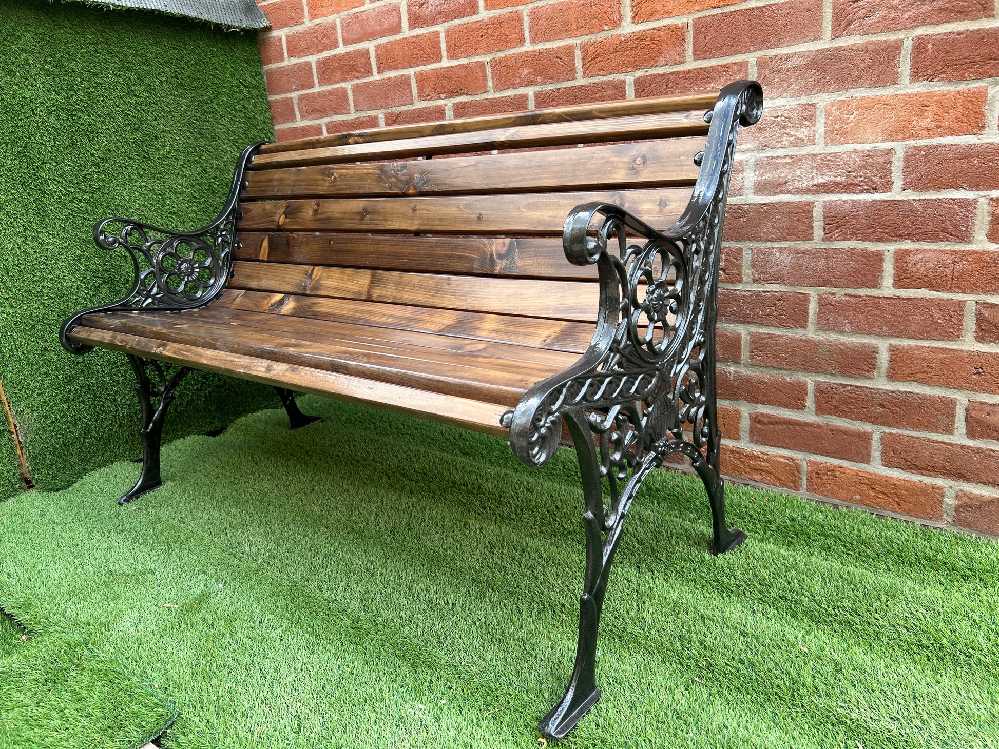 Cast iron garden rustic bench