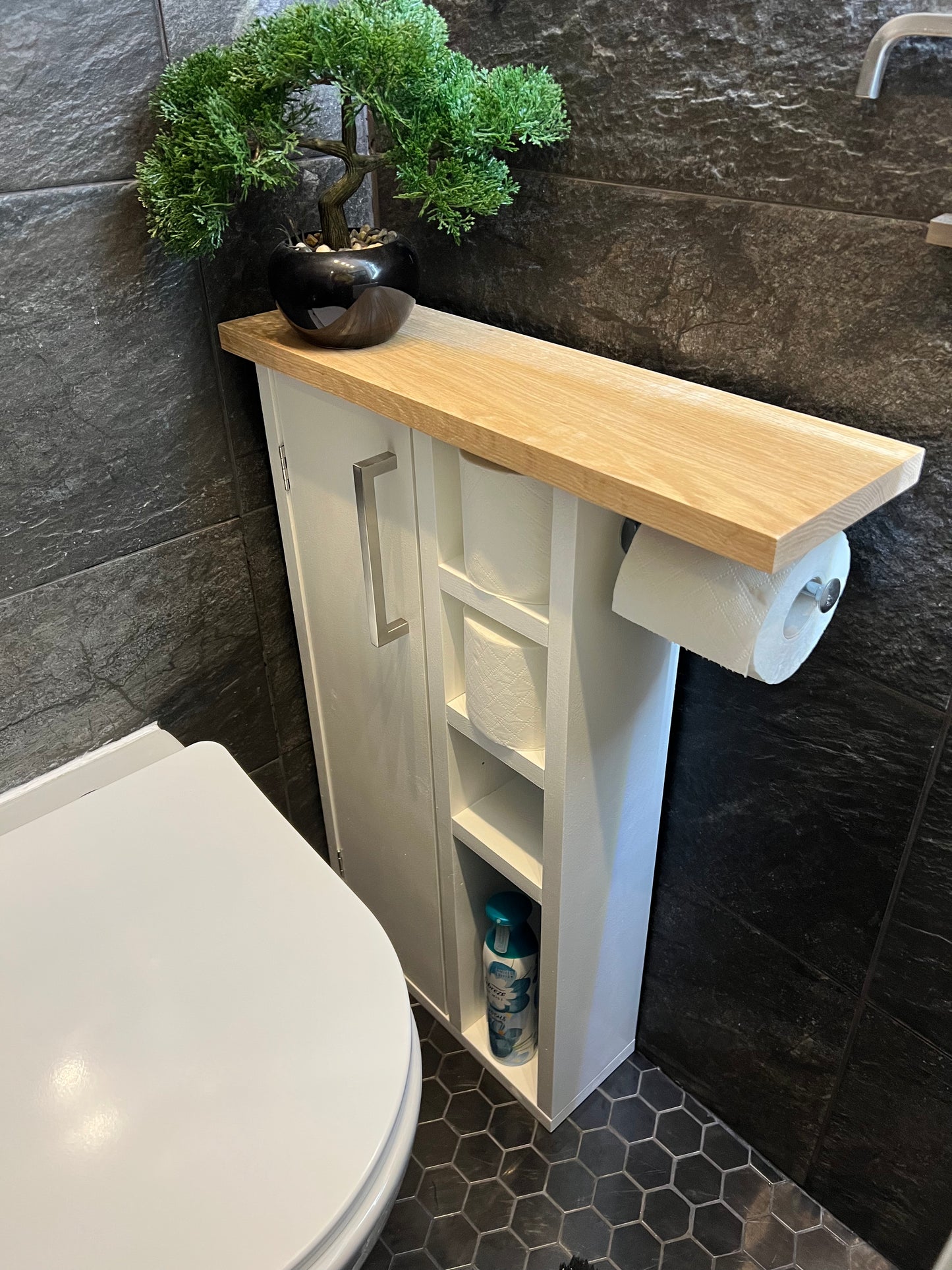 Rustic Wood Toilet Roll Paper Holder Unit