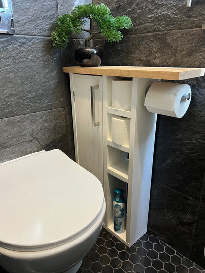 Rustic Wood Toilet Roll Paper Holder Unit