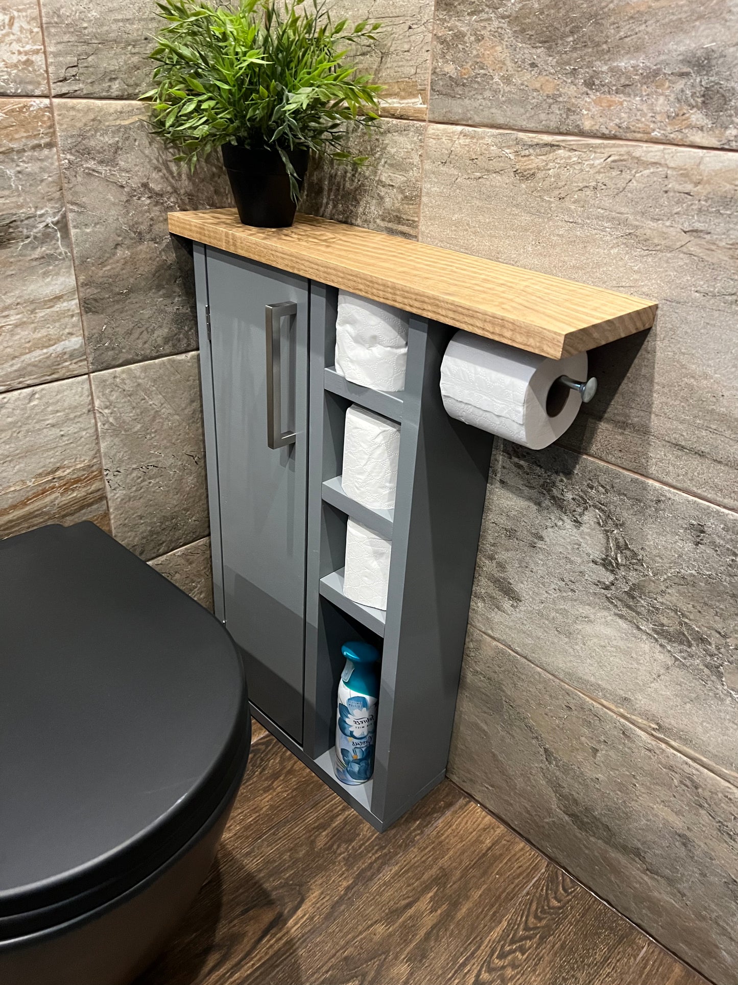 Rustic Wood Toilet Roll Paper Holder Unit