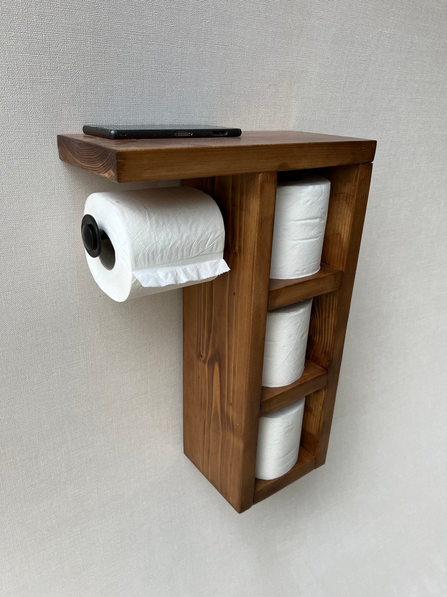 Rustic Wood Toilet Paper Holder Wall Mounted