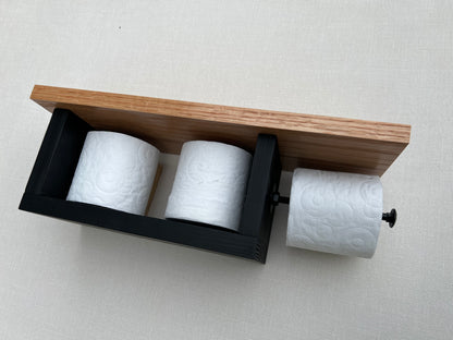 Rustic Wood Toilet Paper Holder Wall Mounted