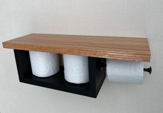 Rustic Wood Toilet Paper Holder Wall Mounted