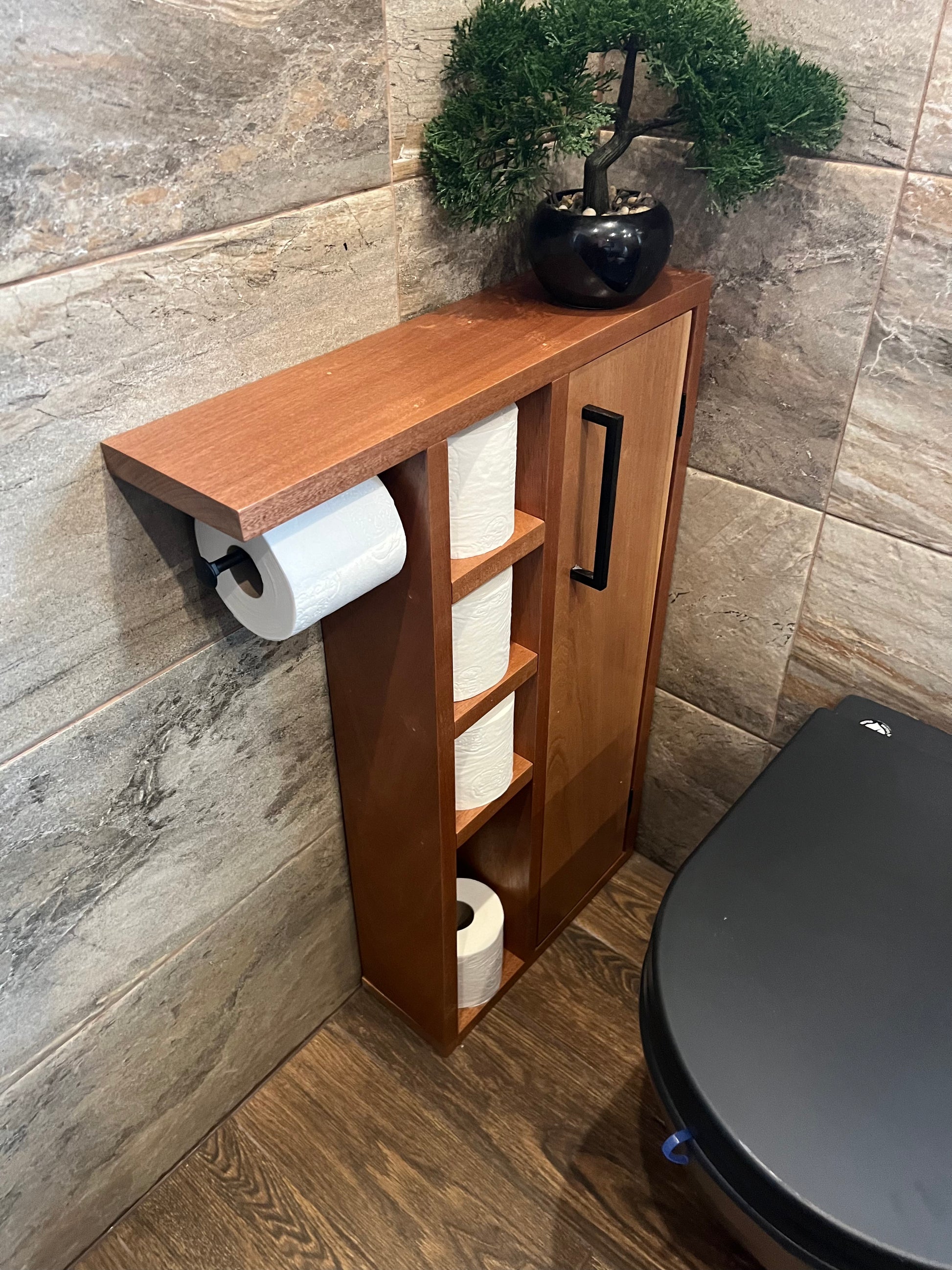 Toilet Paper Holder Storage Wall Mount Shelf Wc Roll Floating Wood Rack for  Bathroom DROP 