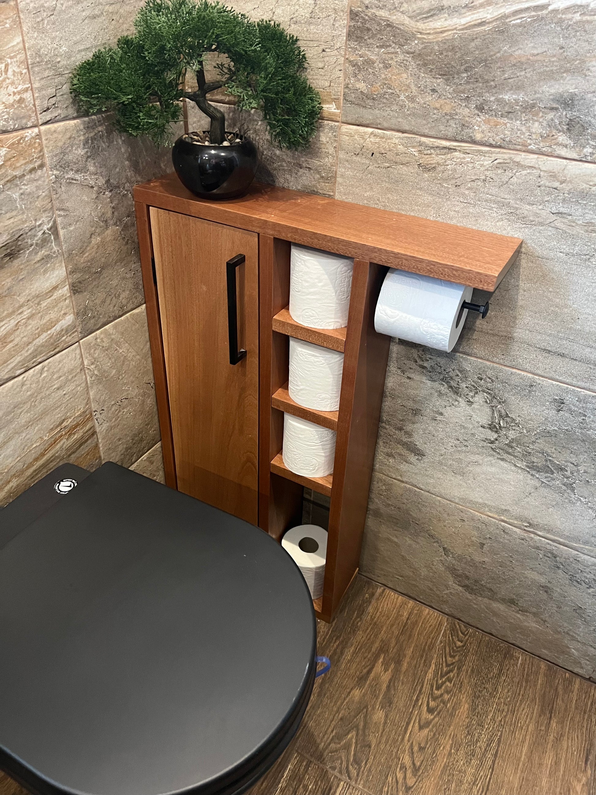 Toilet Paper Holder Storage Wall Mount Shelf Wc Roll Floating Wood Rack for  Bathroom DROP 