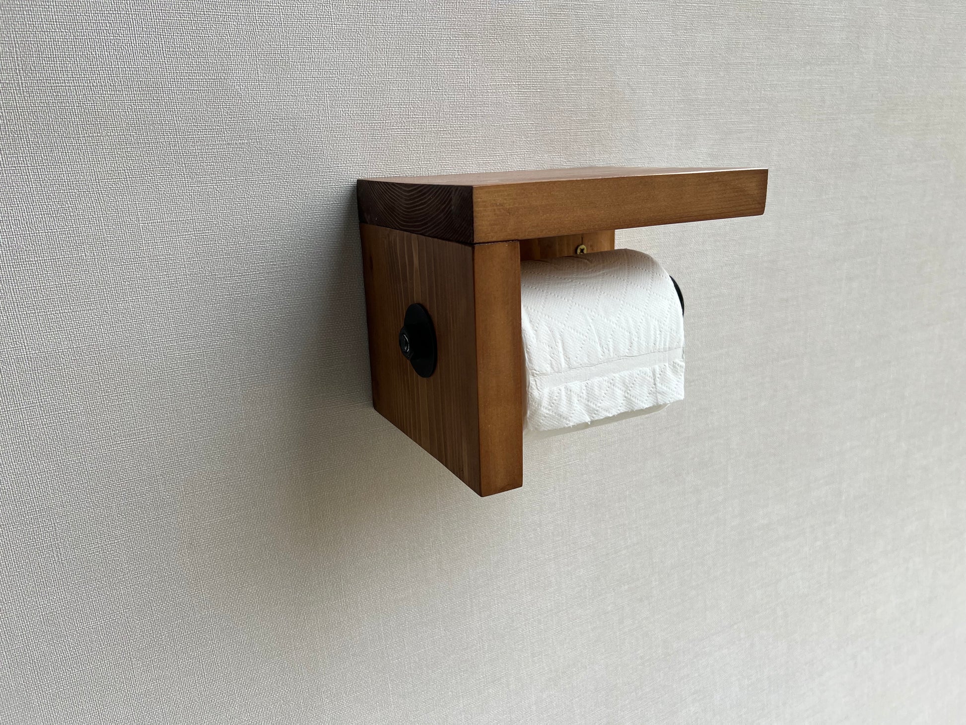 Rustic Wood Toilet Paper Holder Wall Mounted