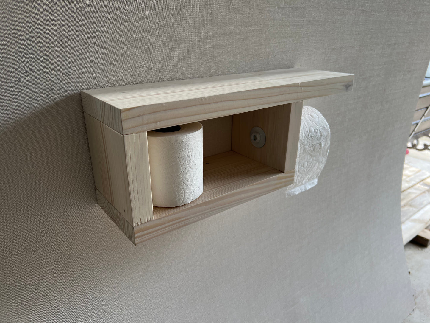 Rustic Wood Toilet Paper Holder Wall Mounted