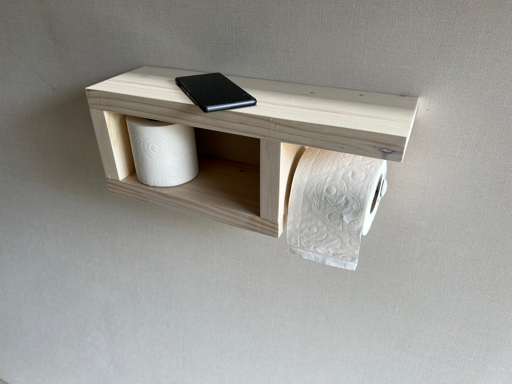 Rustic Wood Toilet Paper Holder Wall Mounted