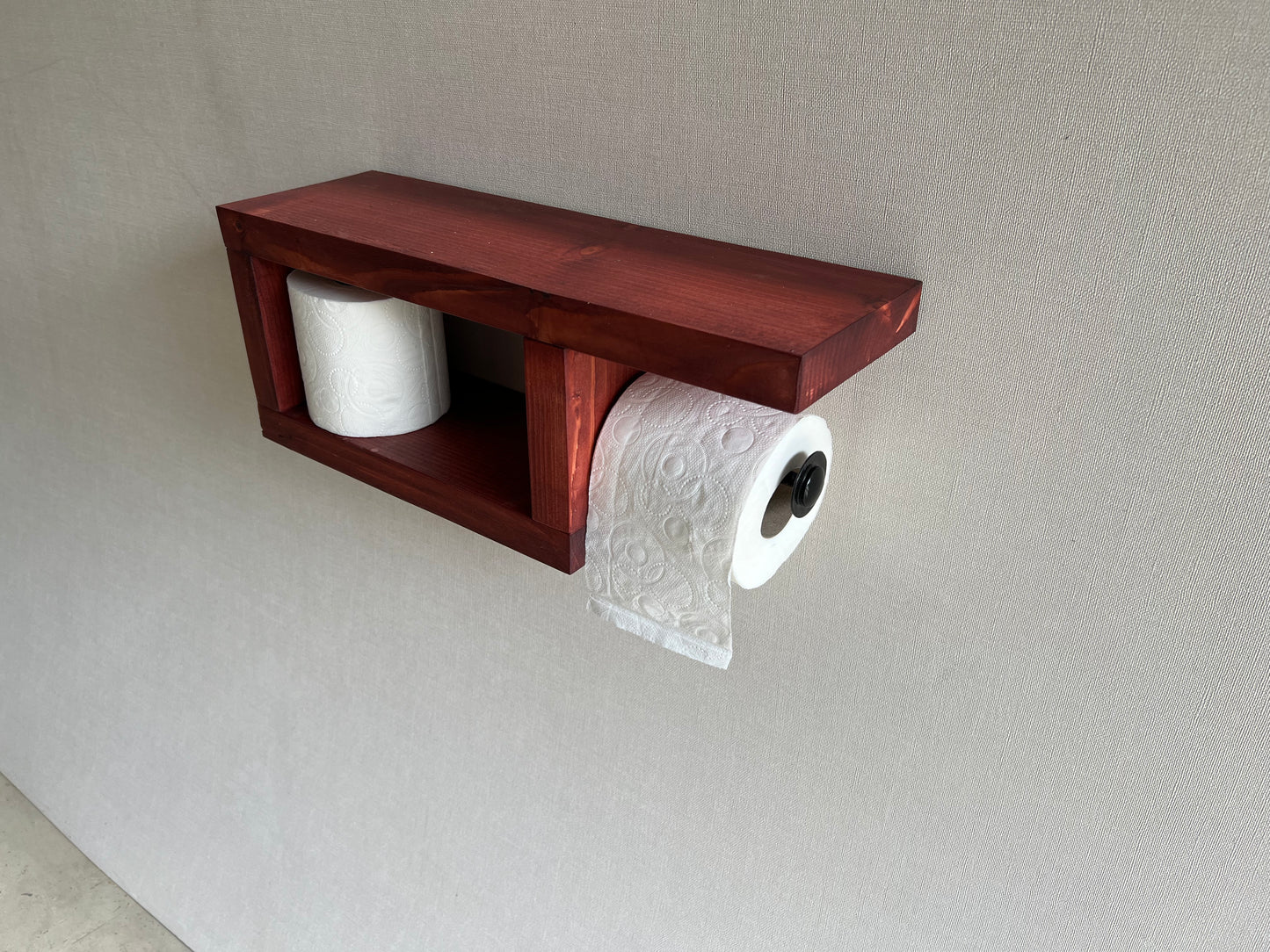 Rustic Wood Toilet Paper Holder Wall Mounted