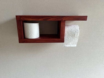 Rustic Wood Toilet Paper Holder Wall Mounted