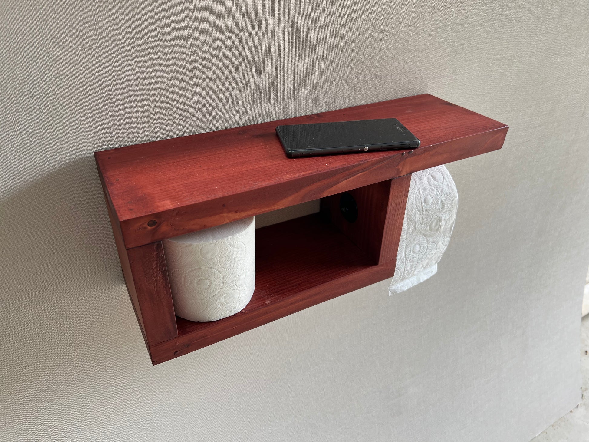 Rustic Wood Toilet Paper Holder Wall Mounted