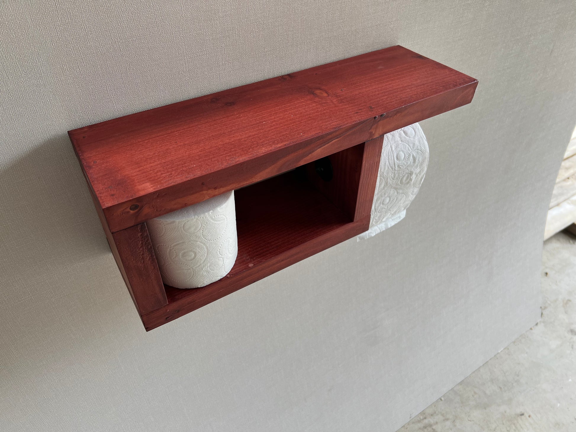 Rustic Wood Toilet Paper Holder Wall Mounted