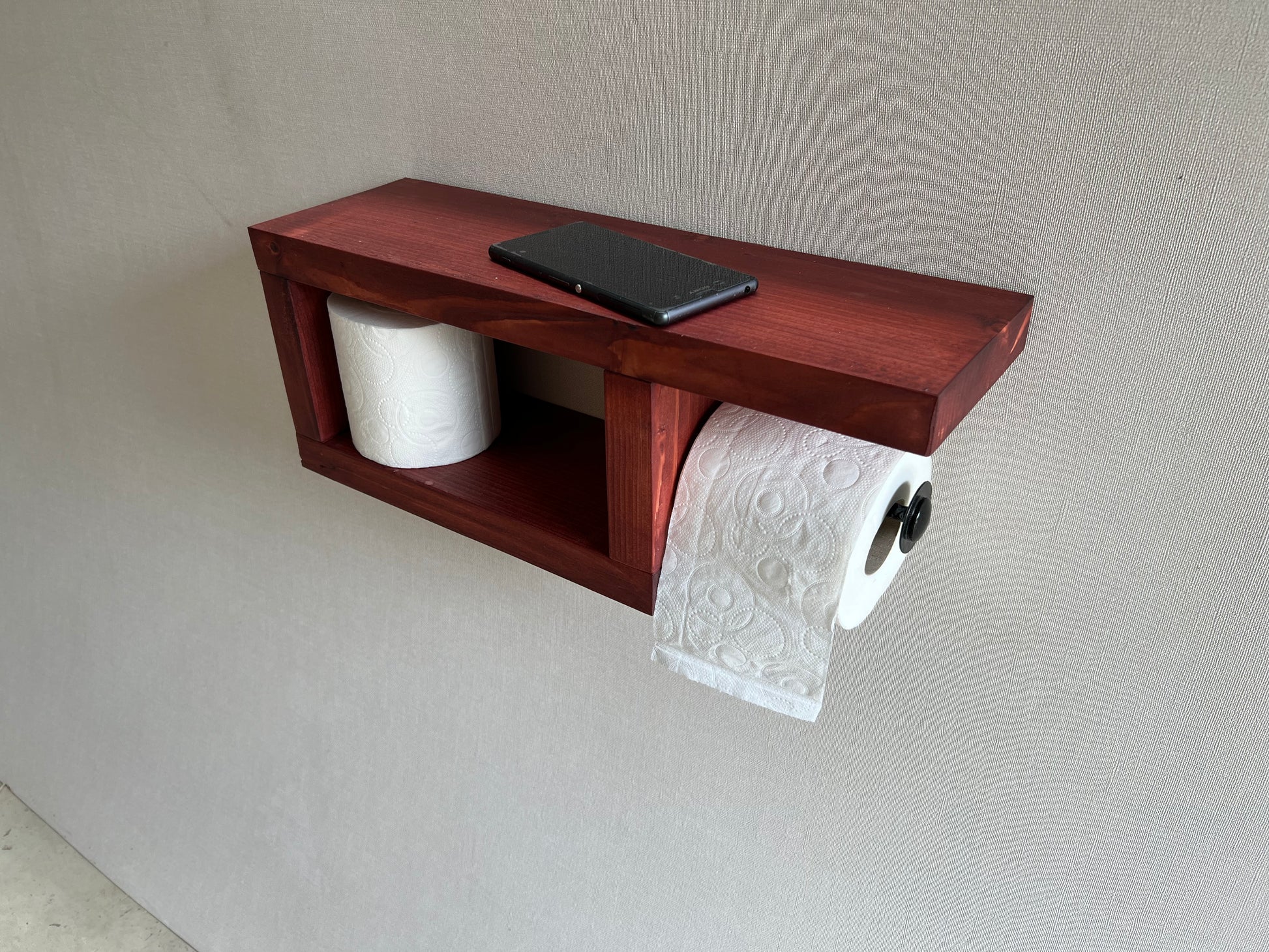 Rustic Wood Toilet Paper Holder Wall Mounted