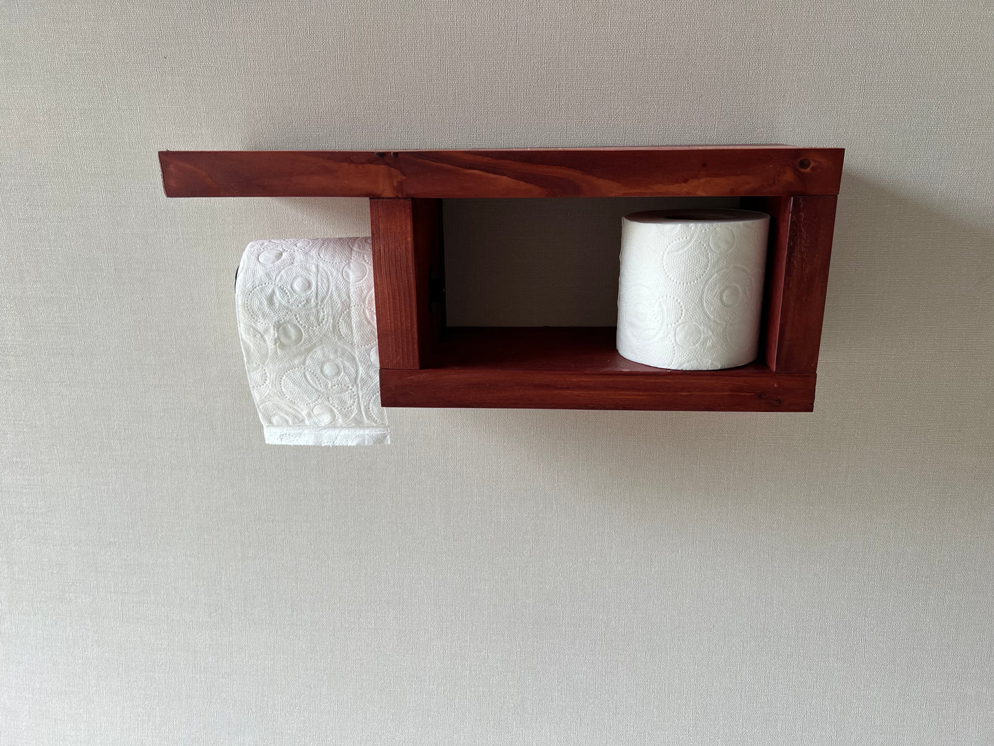 Rustic Wood Toilet Paper Holder Wall Mounted