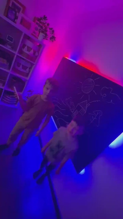 Children's Interactive LED Chalkboard Wooden Blackboard Chalk Board  Music Mode Eraser Kids Art Drawing