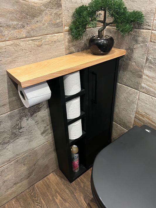 Rustic Wood Toilet Roll Paper Holder Unit